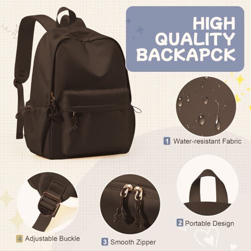 Glowic Laptop Backpack, 2 compartments, bottle holder, organizer, school bag for boys and girls, college bag for women and men, office bag, travel bag (Brown) - Image 3