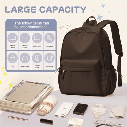 Glowic Laptop Backpack, 2 compartments, bottle holder, organizer, school bag for boys and girls, college bag for women and men, office bag, travel bag (Brown) - Image 5