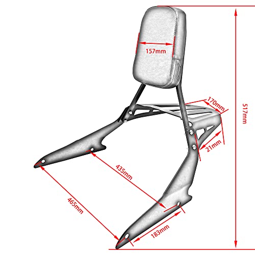 FENGREN Passenger Backrest Sissy Bar With Luggage Rack Backrest Pad Fit For 2006-2014 SUZUKI BOULEVARD M109R 2007-2009 M109RZ L 2008-2009 M109R2 2011-2012 M109R L Edition 2015-2023 M109R Boss (Black) - Image 5