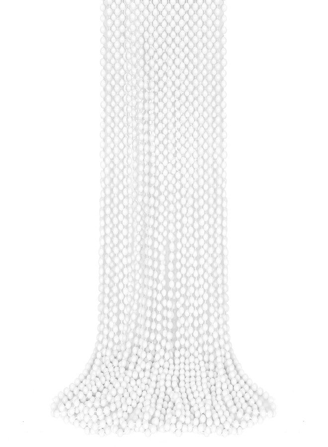 Huskein Mardi Gras Beads, White Beads Necklace Bulk, 33 Inches White Mardi Gras Accessories, Parade Throw Supplies Pirate Carnival Birthday Party Wedding Favors Decorations - Image 1