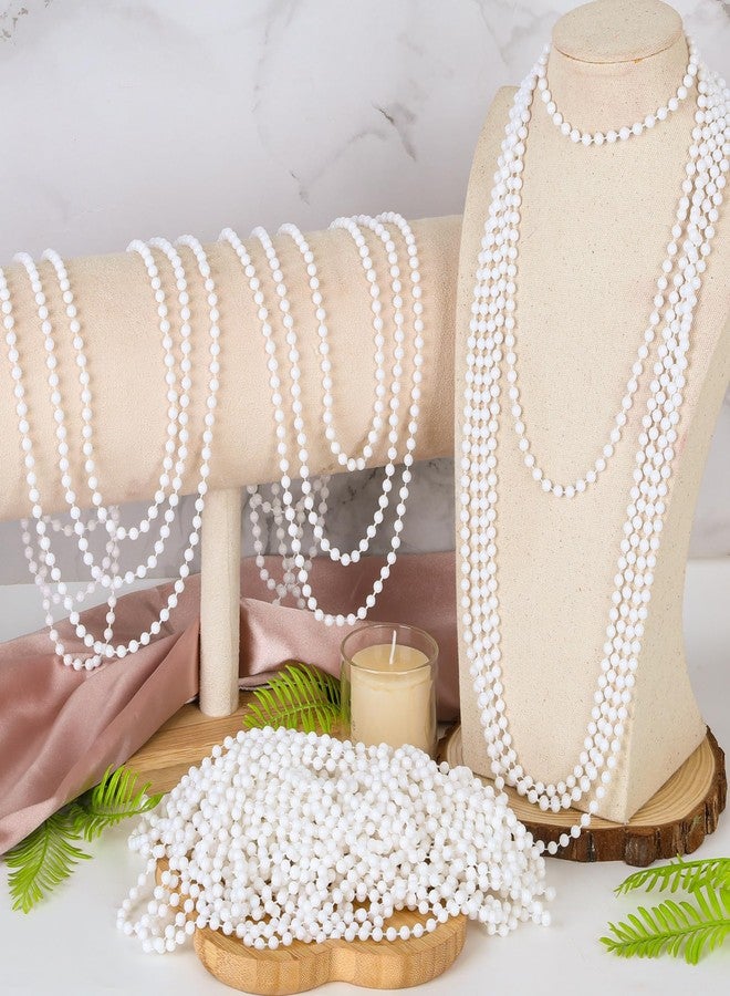 Huskein Mardi Gras Beads, White Beads Necklace Bulk, 33 Inches White Mardi Gras Accessories, Parade Throw Supplies Pirate Carnival Birthday Party Wedding Favors Decorations - Image 3