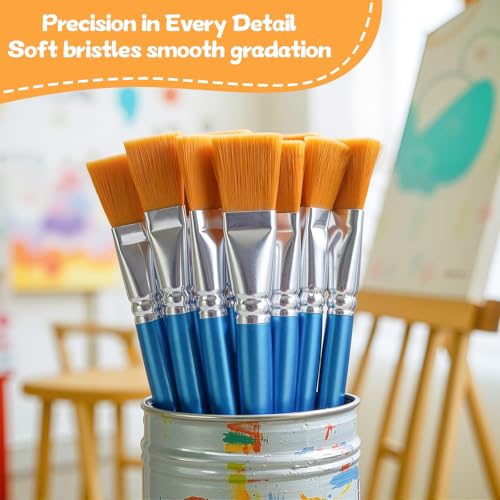 Menintog 20 Pcs Flat Paint Brushes,1 Inch Craft Paint Brushes, Large Acrylic Paint Brush for Watercolor, Oil Painting, Acrylic,Big Paint Brush for Oil Paint and Body Painting Crafts, Rock Painting - Image 4