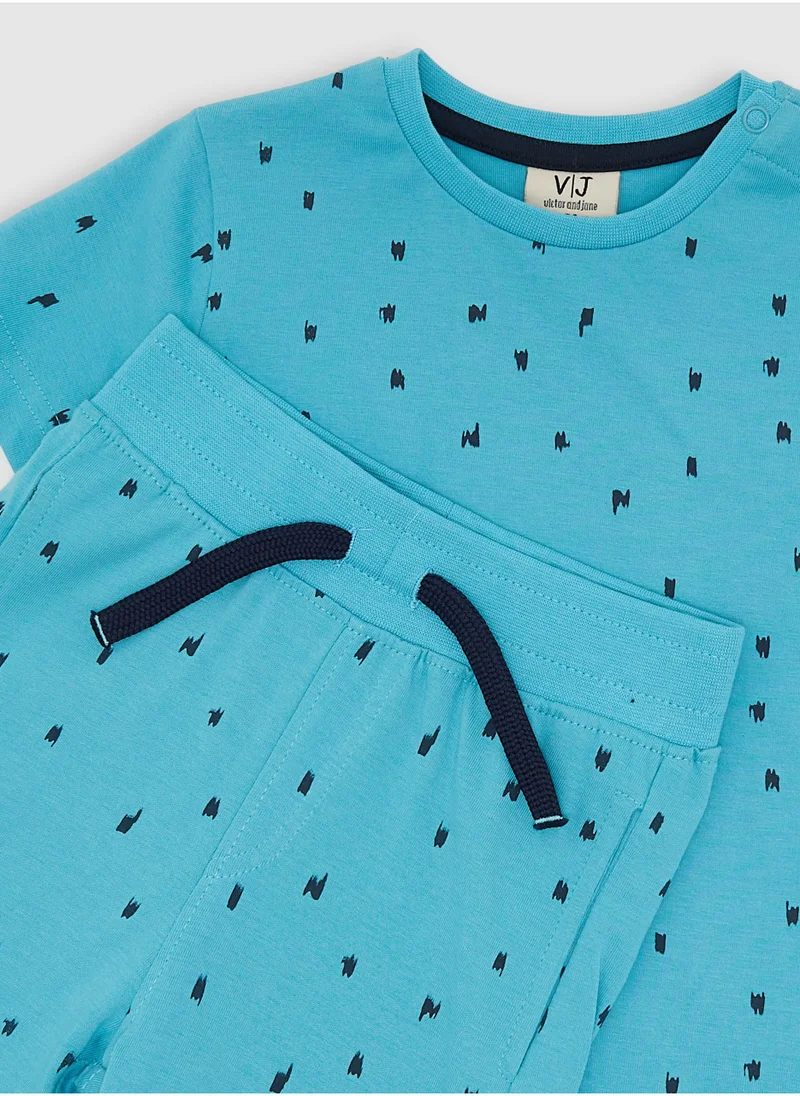 victor and jane 2-Piece Summer Outfit Set Blue for Baby Boys - T-Shirt & Shorts
