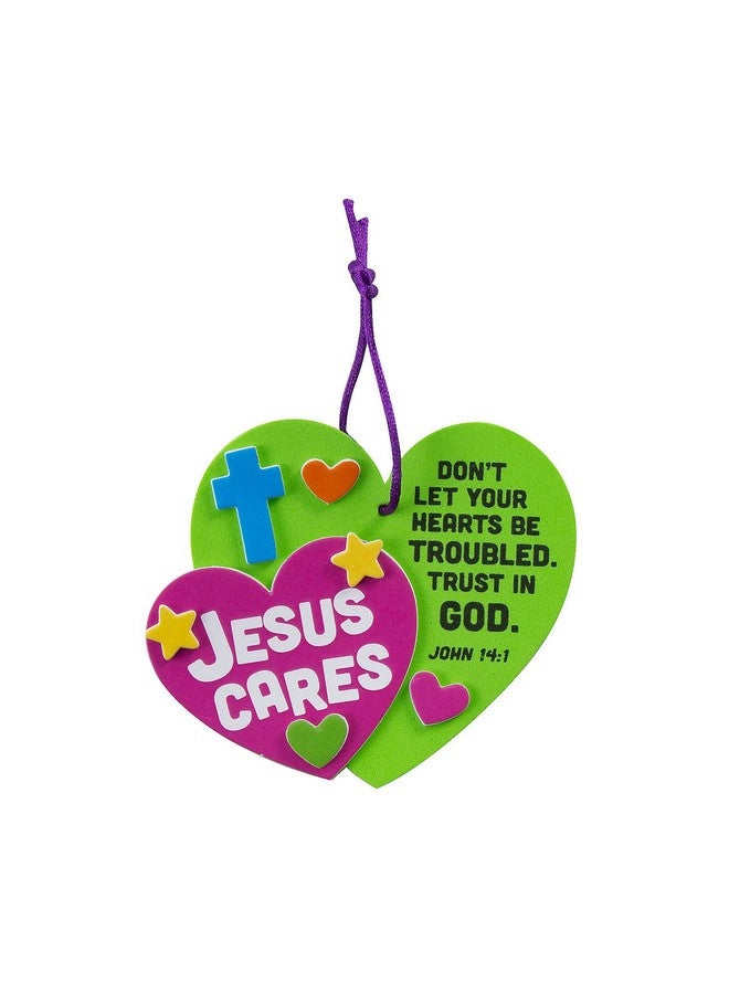 Fun Express Cares Heart-Shaped Christmas Ornament Craft Kit - Fun Holiday DIY Craft for Kids and Family - Perfect for Creating Personalized Christmas Ornaments - Ideal for Holiday Decor - 12 Pieces - Image 1