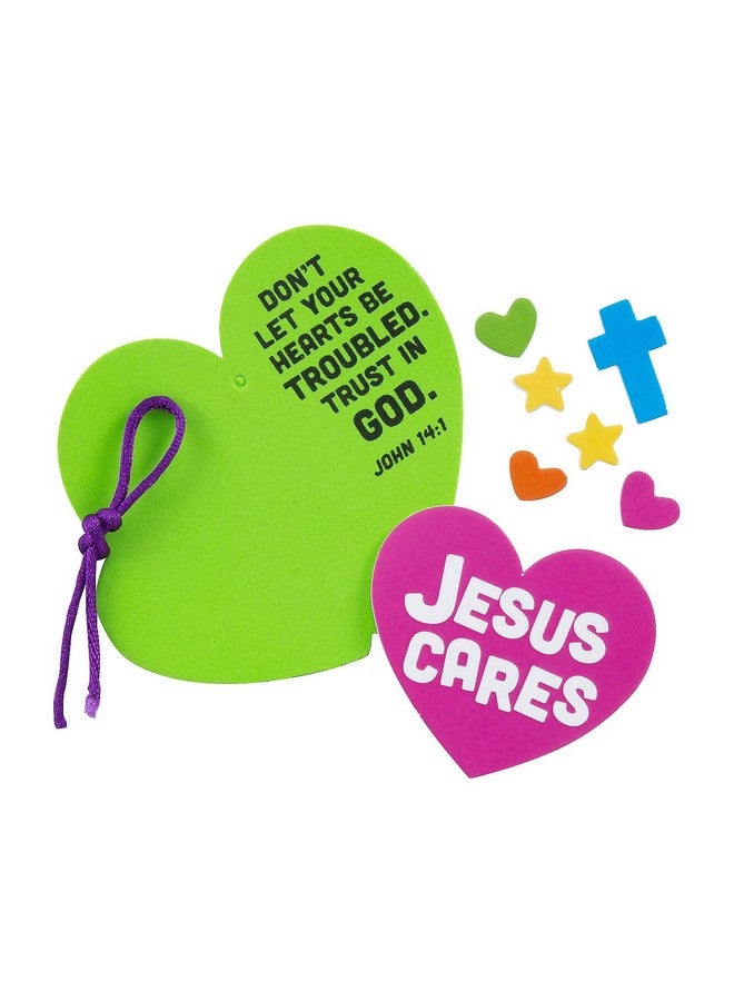 Fun Express Cares Heart-Shaped Christmas Ornament Craft Kit - Fun Holiday DIY Craft for Kids and Family - Perfect for Creating Personalized Christmas Ornaments - Ideal for Holiday Decor - 12 Pieces - Image 2