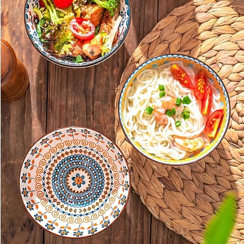 VELINEX® Ceramic Bowls, Japanese Style Breakfast Multipurpose Serving Porcelain Bowls Set for Maggi-Noodles, Rice, Dal, Soup, Fruits, Salad Cereal for Kitchen Gift Set (Multicolor, Pack of 2) - Image 4