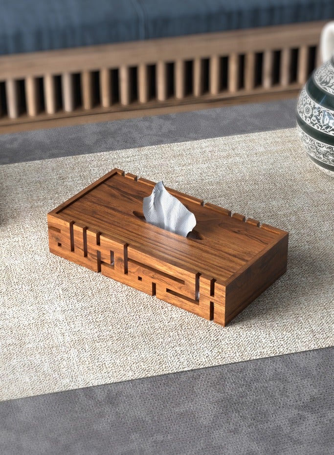 هلالفل حامل مناديل خشبي من هلال فول | منظم طاولة لغرفة المعيشة، غرفة النوم، المكتب، المطاعم | ملحق ديكور منزلي لمناديل ورقية