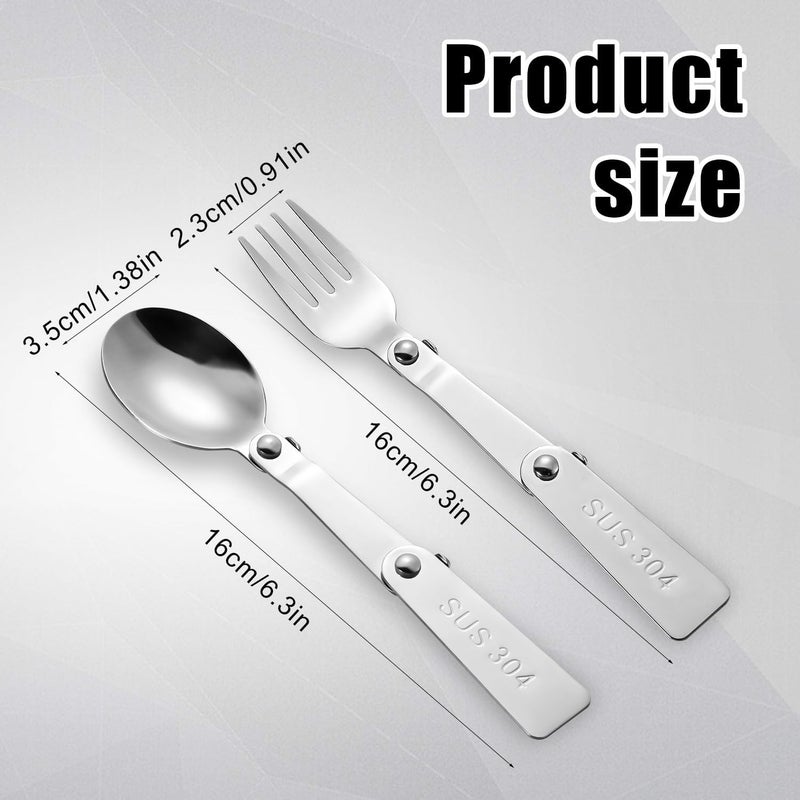 lasuroa 2pcs Replacement Spoon  Fork for Thermos Stainless Steel Foldable Spoon  Dinner Fork for Outdoors Travel Replacement Parts Compatible with Thermos Funtainer 16oz Food Jar - Image 2