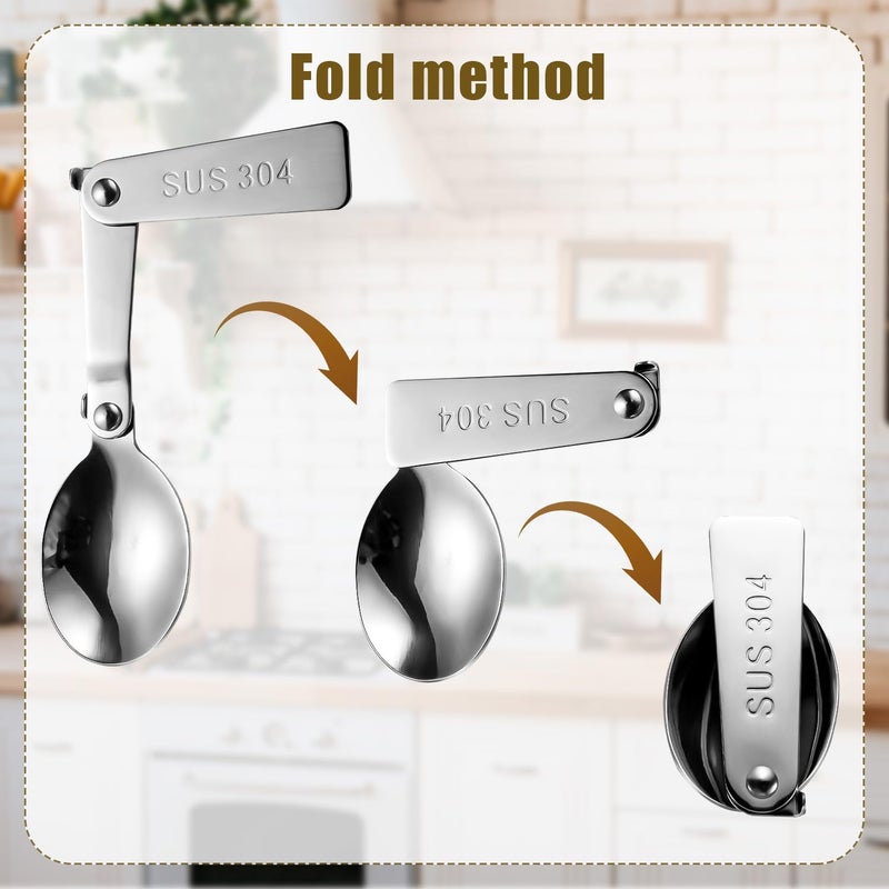 lasuroa 2pcs Replacement Spoon  Fork for Thermos Stainless Steel Foldable Spoon  Dinner Fork for Outdoors Travel Replacement Parts Compatible with Thermos Funtainer 16oz Food Jar - Image 5