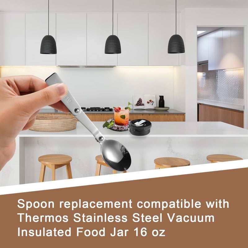 lasuroa 2pcs Replacement Spoon  Fork for Thermos Stainless Steel Foldable Spoon  Dinner Fork for Outdoors Travel Replacement Parts Compatible with Thermos Funtainer 16oz Food Jar - Image 3