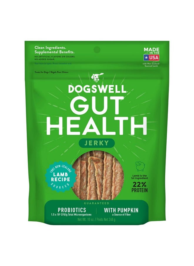 Dogswell - DOGSWELL Gut Health Meaty Jerky Dog Treats, Lamb, 10 oz. Pouch - Image 1