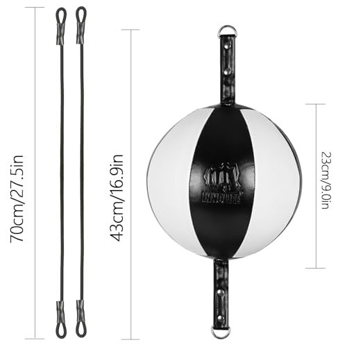 InnoLife Double End Punching Ball Striking Punching Bag Kit Speed Striking Reflex Kit with Bungee Cords Perfect for Reaction Agility and Hand Eye Coordination Training Black White - Image 3