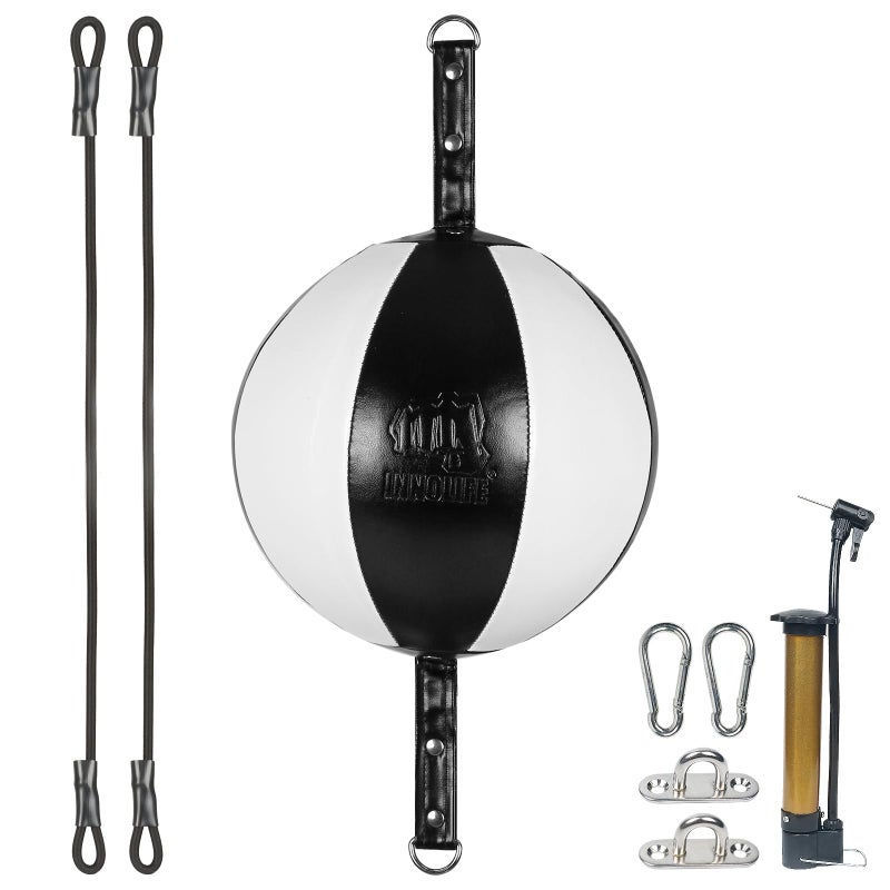 InnoLife Double End Punching Ball Striking Punching Bag Kit Speed Striking Reflex Kit with Bungee Cords Perfect for Reaction Agility and Hand Eye Coordination Training Black White - Image 2