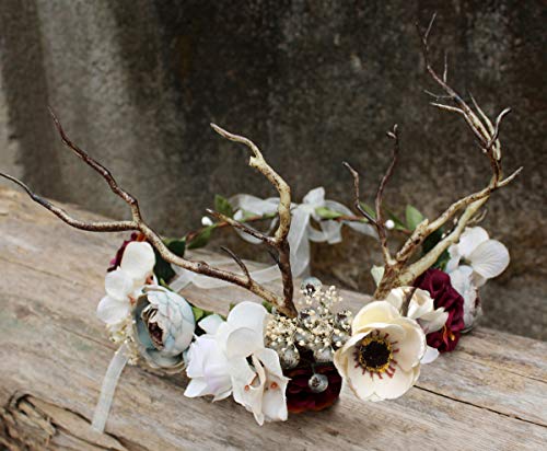LLinfflr Deer Antler Hair Band with Flowers, Adjustable Size, 16cm-18cm Diameter, Hair Hoop, Party, Cosplay, Costume, Unisex - Image 5