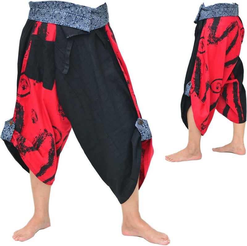 Siamrose Yoga Ninja Harem Samurai Pants Women Men, Japanese Style wrap Trousers, one Size - Image 2