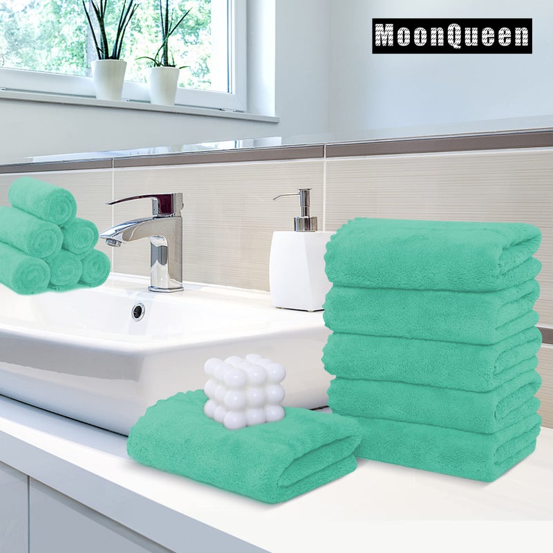 موون كوين Moonqueen 18 مناشف اليد المتميزة - تجفيف سريع - المناشف المصنوعة من الألياف الدقيقة من المناشف الممتصة للغاية - الاستخدام متعدد الأغراض كمنشفة يد دش في الفندق 16 × 28 بوصة (أكوا أخضر)  - Image 1