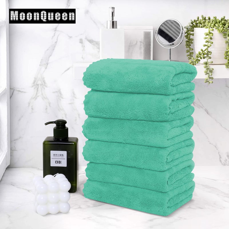 موون كوين Moonqueen 18 مناشف اليد المتميزة - تجفيف سريع - المناشف المصنوعة من الألياف الدقيقة من المناشف الممتصة للغاية - الاستخدام متعدد الأغراض كمنشفة يد دش في الفندق 16 × 28 بوصة (أكوا أخضر)  - Image 4