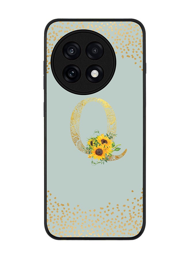 Stylizedd For OnePlus 13R / Ace 5 Pro Case,Slim fit Camera Protection, Shockproof Thin Phone cover  - Custom Floral Monogram - Q  (Light Grey )