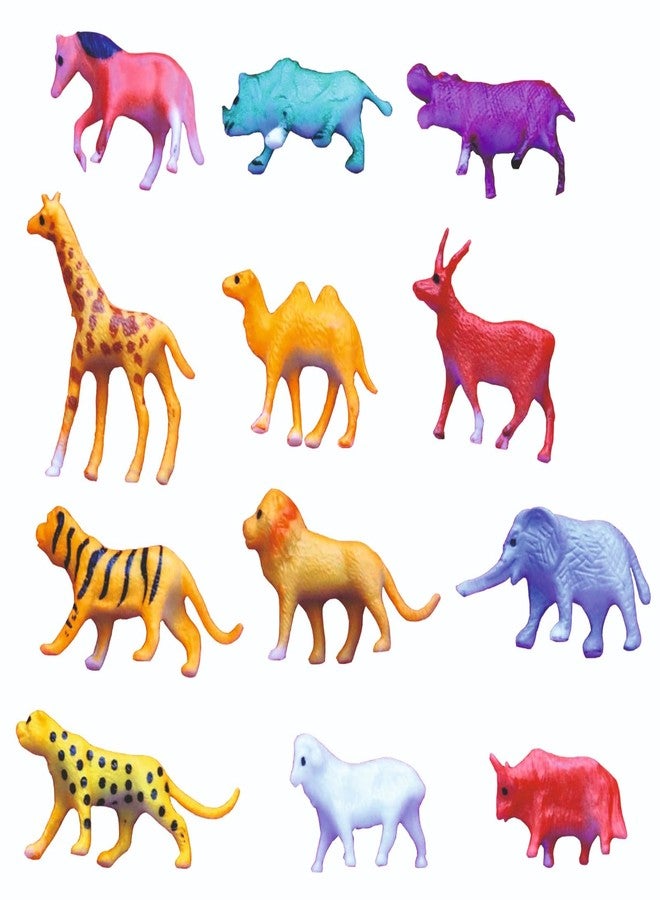 Negi 12 Pcs Small Size Full Action Toy Figure Jungle Cartoon Wild Animal Toys Figure Playing Set for Kids. - Image 1