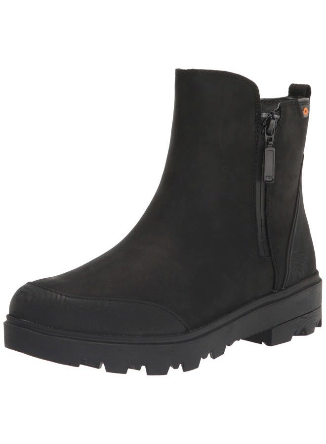 Women's Holly Zip Leather Boot Rain, Black, 6