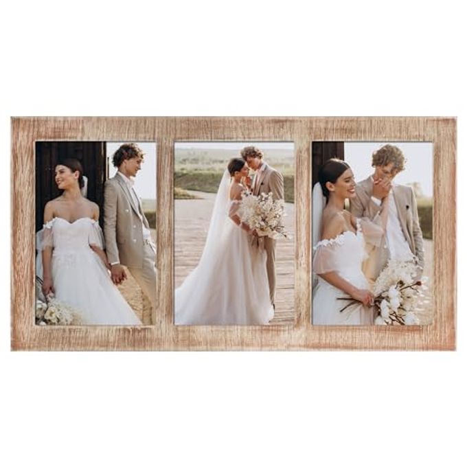 YESKAY 4x6 Collage Picture Frames, 3 Picture Frame 4x6, Rustic Brown Wood Frame with Tempered Glass, 3 Opening 4 by 6 Photo Frame Wall Decor or Tabletop, 1 Pack - Image 4