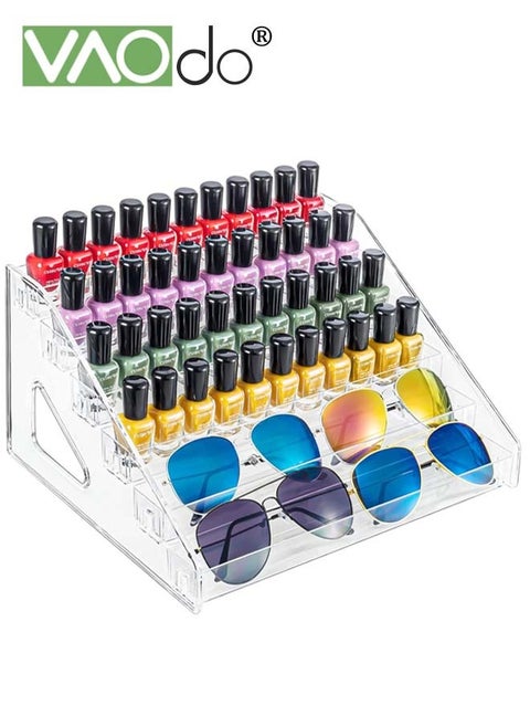 6-layer Clear Nail Polish Display Holder Large-capacity Cosmetic Storage Rack Eye Shadow Nail Polish Transparent Stepped Product Display Rack Desktop Storage Display Box