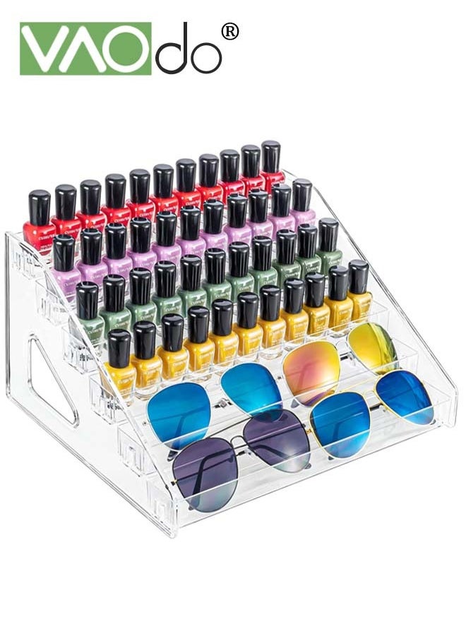 VAOdo - 6-layer Clear Nail Polish Display Holder Large-capacity Cosmetic Storage Rack Eye Shadow Nail Polish Transparent Stepped Product Display Rack Desktop Storage Display Box - Image 1