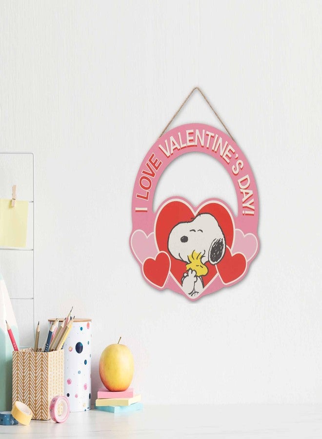 Open Road Brands Peanuts Snoopy I Love Valentine’s Day Hanging Wood Wall Decor - Cute Snoopy Sign for Home Decorating - Image 5