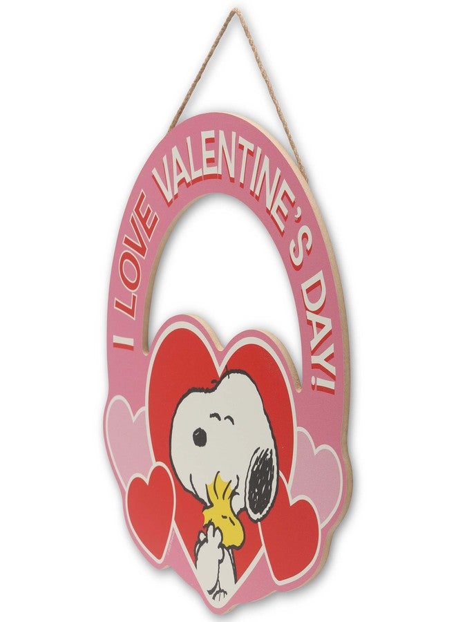 Open Road Brands Peanuts Snoopy I Love Valentine’s Day Hanging Wood Wall Decor - Cute Snoopy Sign for Home Decorating - Image 2
