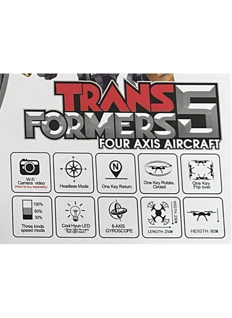 ترانسفورمرز طائرة بدون طيار بتصميم Transformers - رباعية المراوح (Quadcopter) للأطفال من عمر 14+  - Image 2