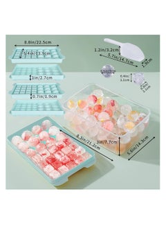 Rightsure Ice Cube Tray with Lid and Bin for Freezer,Round and square ice cube molds for Freezer, ice tray with Container Ice Cube Tray Making 66PCS Sphere Ice Chilling Cocktail Whiskey Tea Coffee Wearing spoon  - Image 2