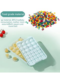Rightsure Ice Cube Tray with Lid and Bin for Freezer,Round and square ice cube molds for Freezer, ice tray with Container Ice Cube Tray Making 66PCS Sphere Ice Chilling Cocktail Whiskey Tea Coffee Wearing spoon  - Image 4