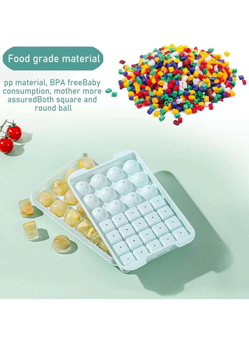 Rightsure - Ice Cube Tray with Lid and Bin for Freezer,Round and square ice cube molds for Freezer, ice tray with Container Ice Cube Tray Making 66PCS Sphere Ice Chilling Cocktail Whiskey Tea Coffee Wearing spoon - Image 1