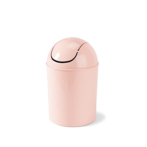 Umbra 1.25 Gallon Mini Waste Can with Removable Swing-Top Lid - Small Garbage Bin for Kitchen, Bathroom, Bedroom, Office - Compact Trash Can Fit Under Tables & Counters - Pink - Image 1