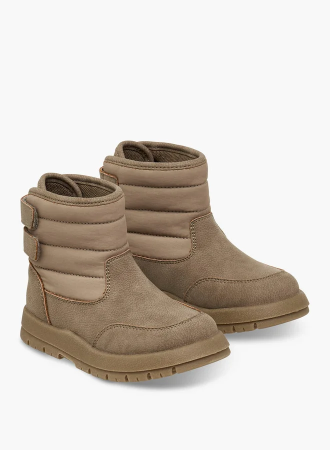 JUNIORS Panelled Ankle Boots with Hook and Loop Closure