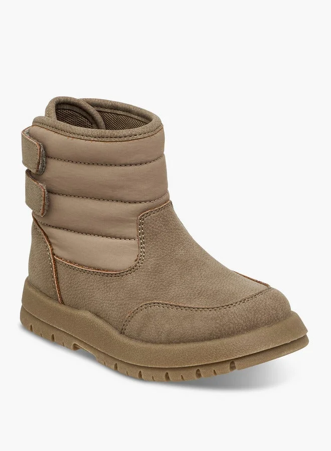 JUNIORS Panelled Ankle Boots with Hook and Loop Closure