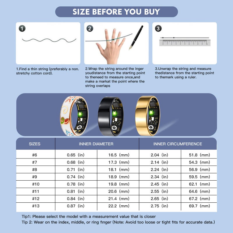 Kuxlagz Smart Ring Health Tracker for Women Men, Sleep Tracker with Heart Rate,SPOâ‚‚,Blood Pressure, Fitness Ring for Activity Monitoring, No Subscription, Step Tracker Ring for iOS&Android (Gold, #7) - Image 5