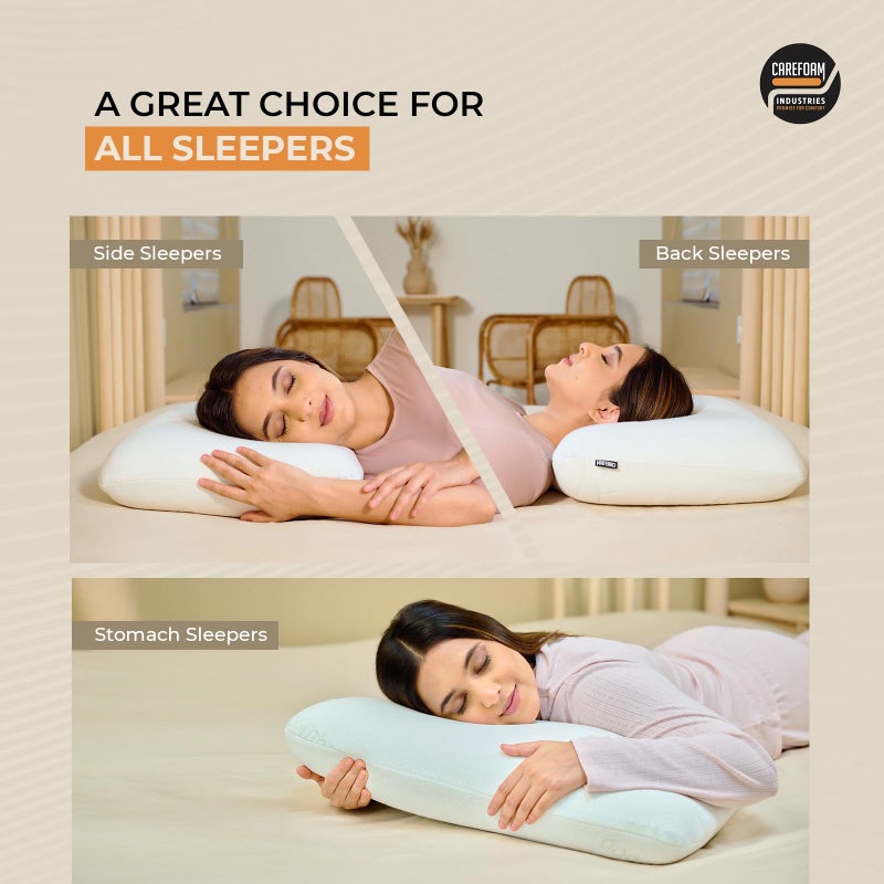 CareFoam وسادة CareFoam الطبية من رغوة الذاكرة للنوم المريح، تخفيف آلام الرقبة والكتف مع غطاء من الخيزران بسحاب قابل للإزالة - 24 × 15 × 5 بوصة عبوة من 1 - Image 4