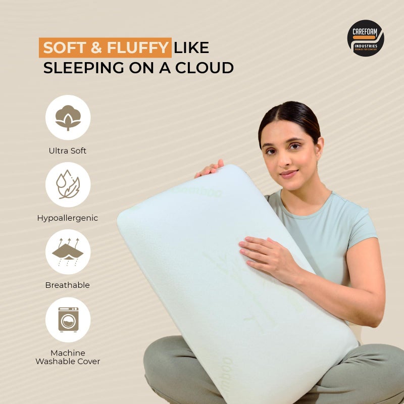 CareFoam وسادة CareFoam الطبية من رغوة الذاكرة للنوم المريح، تخفيف آلام الرقبة والكتف مع غطاء من الخيزران بسحاب قابل للإزالة - 24 × 15 × 5 بوصة عبوة من 1 - Image 5