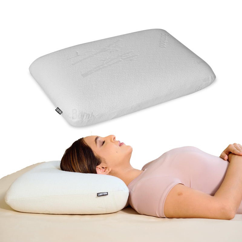 CareFoam وسادة CareFoam الطبية من رغوة الذاكرة للنوم المريح، تخفيف آلام الرقبة والكتف مع غطاء من الخيزران بسحاب قابل للإزالة - 24 × 15 × 5 بوصة عبوة من 1 - Image 1