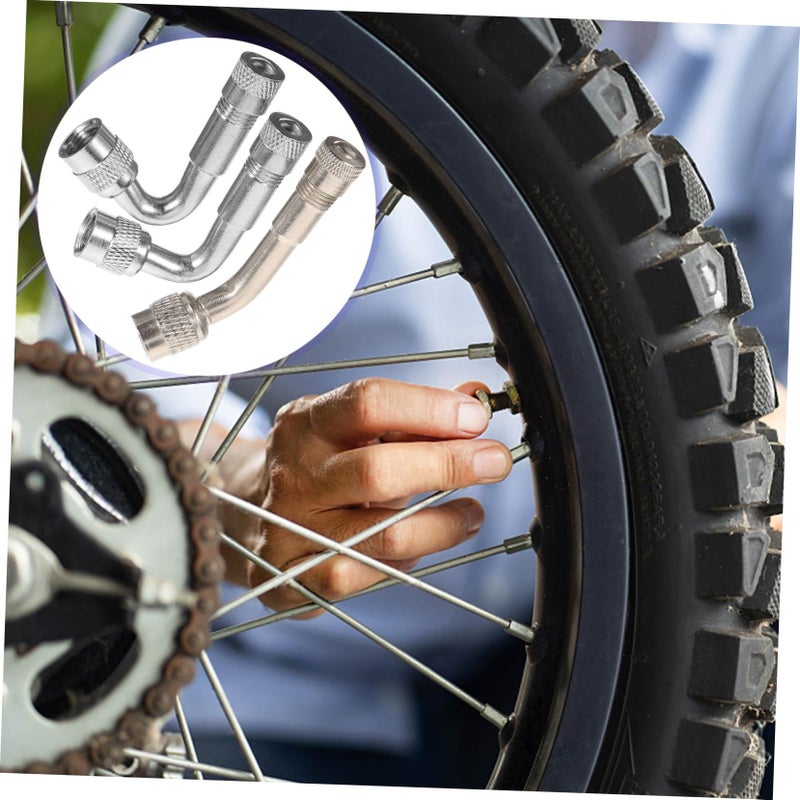 3 Pcs Black Valve Stem Extenders With Angle Design For Bicycle Motorcycle RV Tire - Image 3