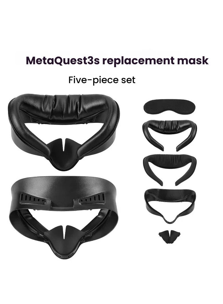 General Compatible with Meta Quest 3S Replacement Face Mask Leather Sponge Ice Silk Cotton Lens Protection 5-Piece Set  - Image 1