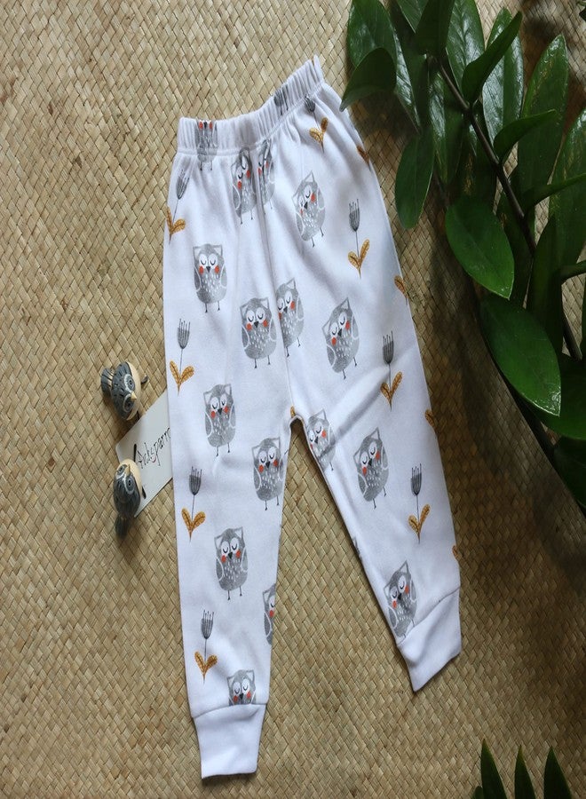 Picksparrow Soft Cotton Newborn Baby T-Shirt-Pants Clothing Set (White, Owl) (2-3 Years) - Image 3