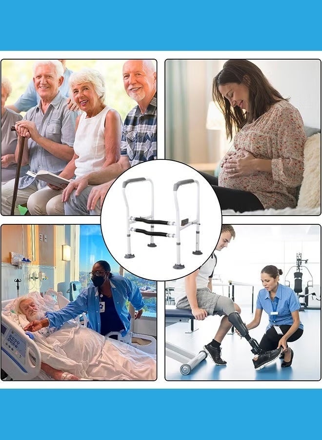 عربست سكة حديد سلامة المرحاض ، قابل للتعديل في الارتفاع والعرض ، مع أربعة أكواب امتصاص كبيرة ومكافحة الانزلاق ، مناسبة لأي مرحاض ، سكة حديد سلامة المسنين - Image 2