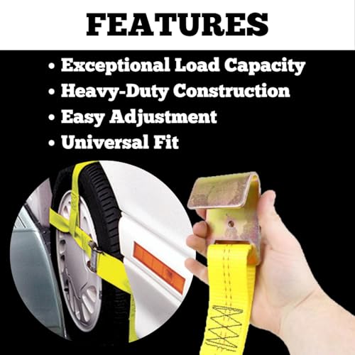 Roadmaster 2150 Single Universal Tie Down Strap | Compatible with Tires up to 30" Diameter & 11" Tread Width | 2" Wide Nylon Webbing | 5,000 Pound Capacity | Secures Vehicle to Tow Dolly - Image 3