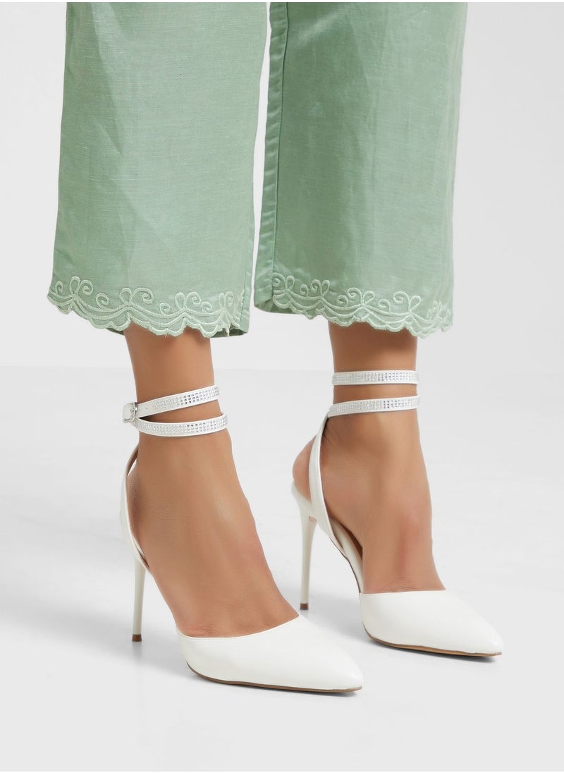 Ella Limited Edition - Diamante Ankle Strap Heeled Pump - Image 1