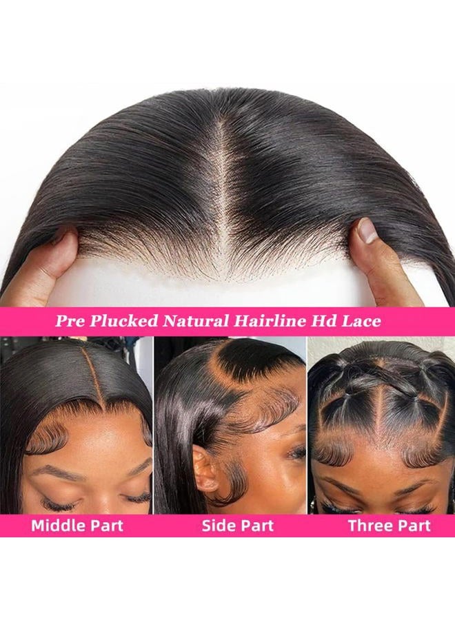 Superfect Bob Wig Human Hair 13x4 Lace Front Wigs Human Hair Pre Plucked 14 Inch Straight HD Lace Frontal Short Glueless Wigs for Women with Baby Hair 180% Density Natural Black Color - Image 5