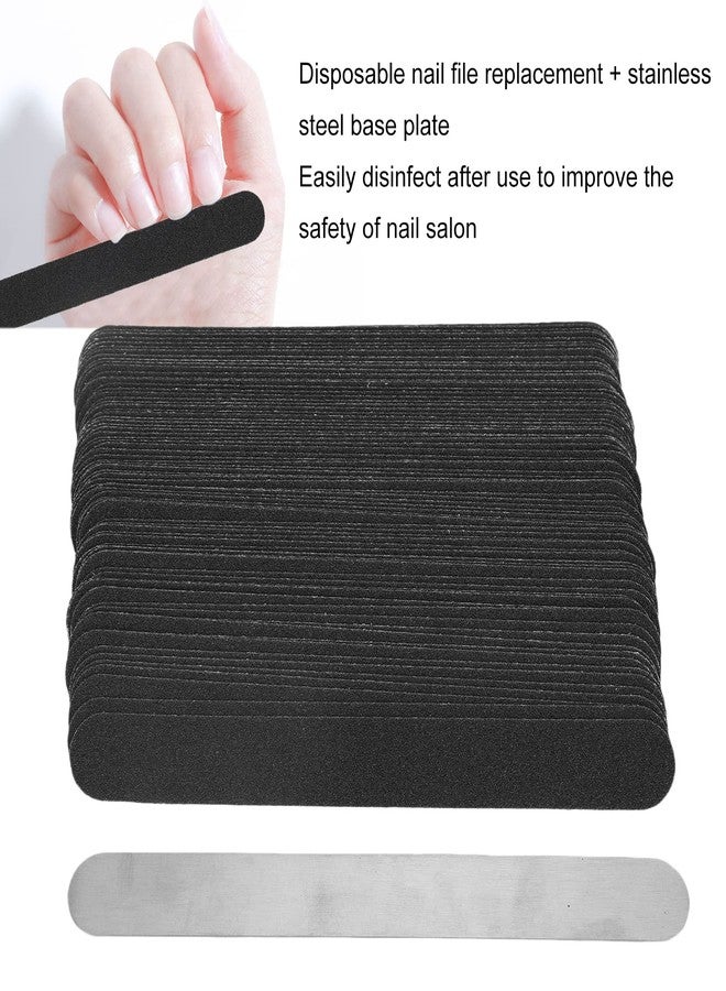 Ymiko 100 Pcs Nail File Strip, Replacement Nail File Strip Kit with Reusable Stainless Steel Nail File Base Plate Nail Repair Supplies Stainless Steel Nail File Kit with Easy Peel Cushioned Abrasive Strips - Image 2