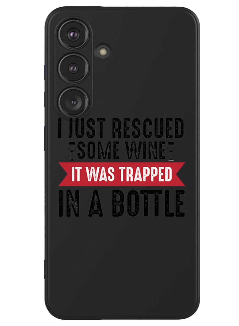 Theodor Protective Slim Fit Case Liquid Silicone Cover with Full Body Protection Anti-Scratch Shockproof Case For Samsung Galaxy S24 Plus (Black) - Wine trapped in bottle black - Image 1