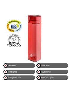 Cello CELLO H2O Squaremate Plastic Water Bottle | Lid is sealed by a silicone ring | Leak proof & break-proof |Best Usage for Office/School/College/Gym/Picnic/Home/Fridge | 1 Liter | Assorted, Set of 5  - Image 3